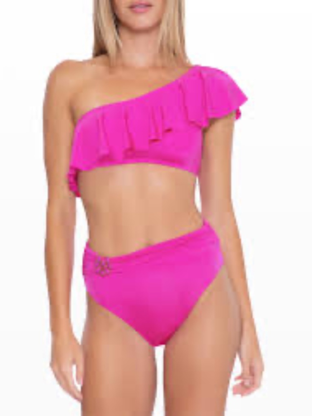 Trina Turk Atlas One-Shoulder Ruffle Bikini Top Size 8, Bikini size 6